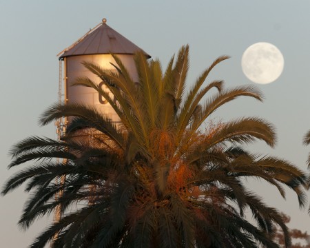 Blue Moon over Galt , CA Water Tower